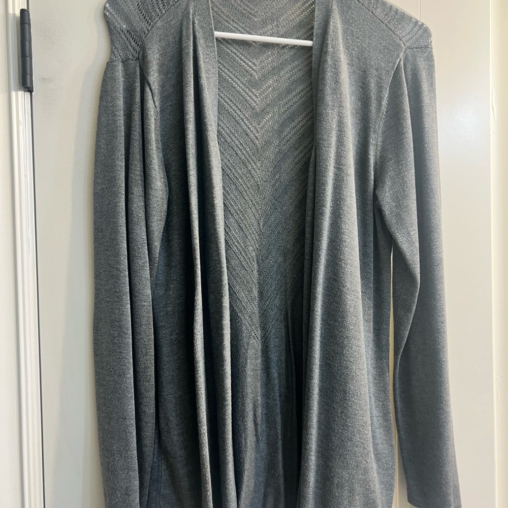 Gray Open Front Women's Sweater
